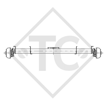 2x Eje con freno 1000kg EURO COMPACT tipo de eje B 1000-3 - tándem 2000kg