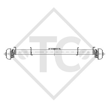 2x Eje con freno 1100kg EURO tipo de eje B 1000-5 - tándem 2000kg