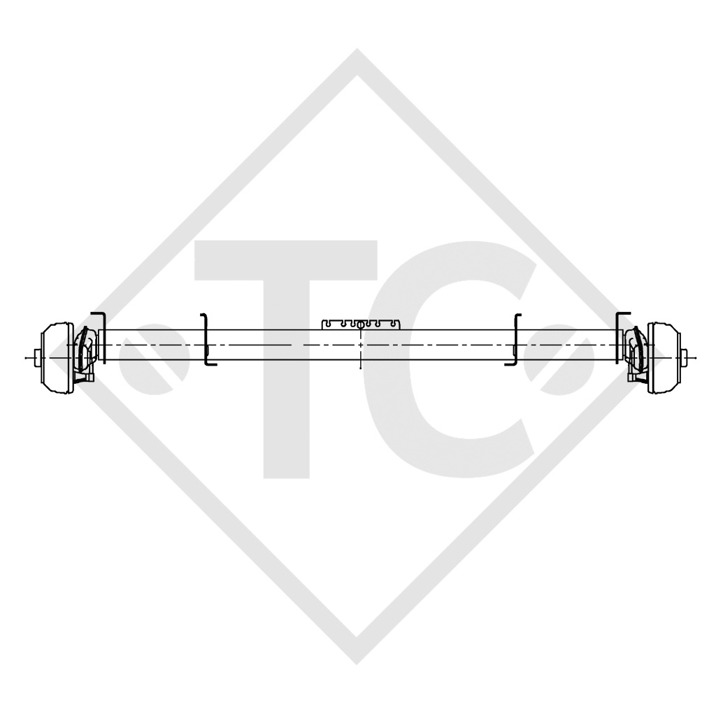 2x Assale frenato 1100kg EURO tipo di assale B 1000-5 - tandem 2000kg