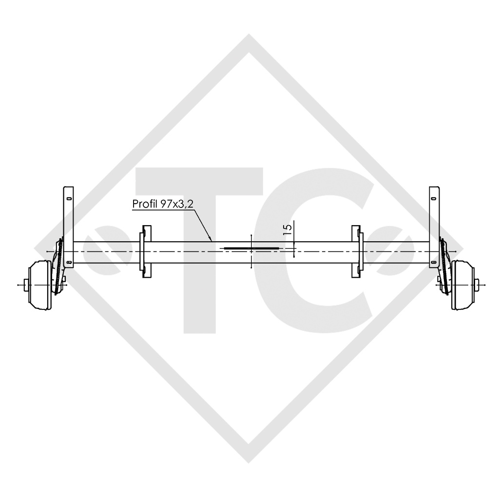 2x Achse gebremst 1100kg EURO Achstyp B 1000-5 - Tandem 2000kg