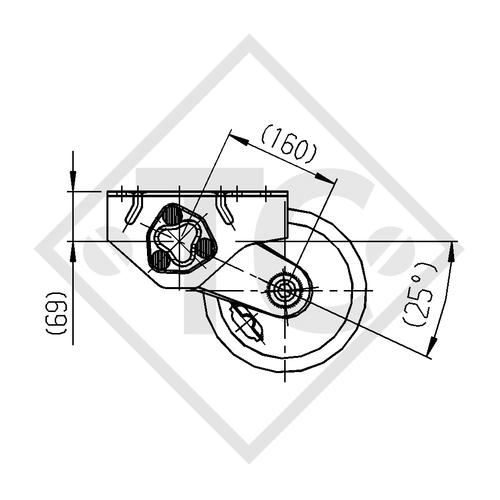 Essieu EURO Compact 1000kg freiné type d'essieu B 1000-3