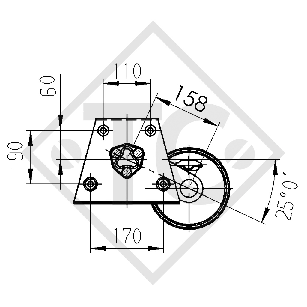 Braked axle 900kg EURO1 axle type B 850-5