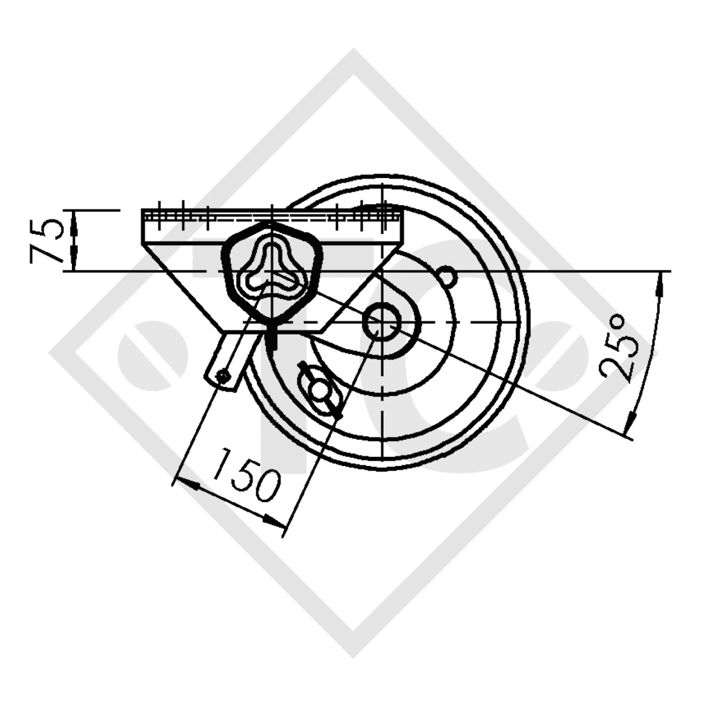 Assale frenato 3500kg PLUS tipo di assale B 3500-2 con supporto ammortizzatore