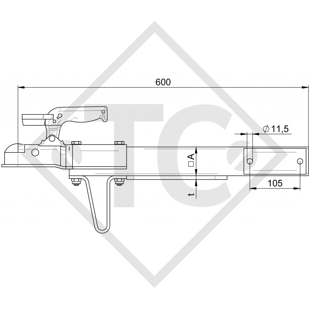 Carcassa repulsore WZ075F con giunto a sfera WW 8-G – Montaggio superiore