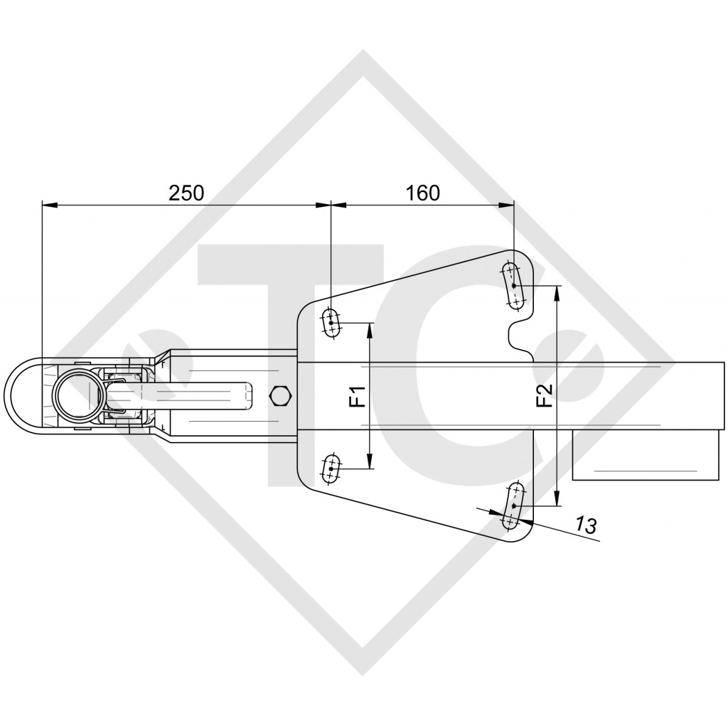 Zugeinrichtung WZ075F mit Kugelkupplung WW 8-G - Obeneinbau