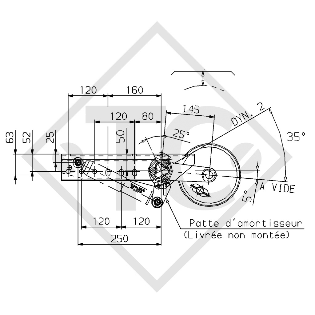 Braked axle 750kg axle type B 700-5 - HYMER, Eriba puck L 225