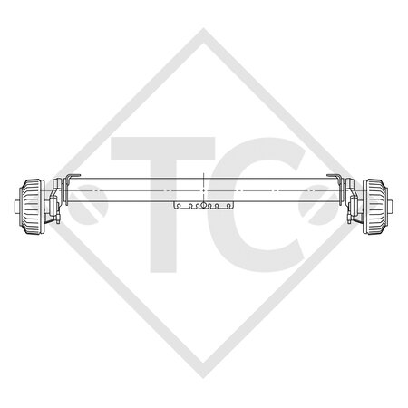 Achse gebremst 1500kg EURO Compact Achstyp 2x B 1600-3 - Tandem Humbaur 3000kg