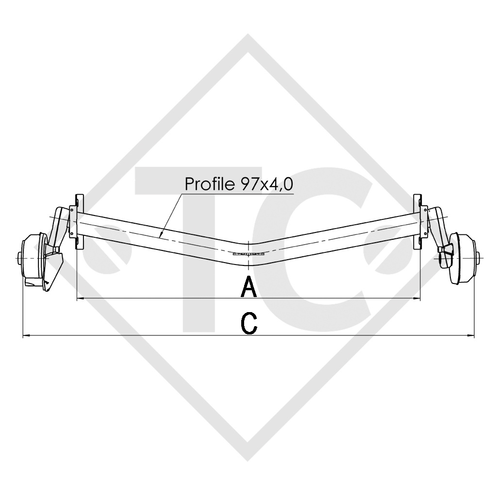 Achse gebremst 1500kg EURO1 Achstyp DELTA SIN 14-1