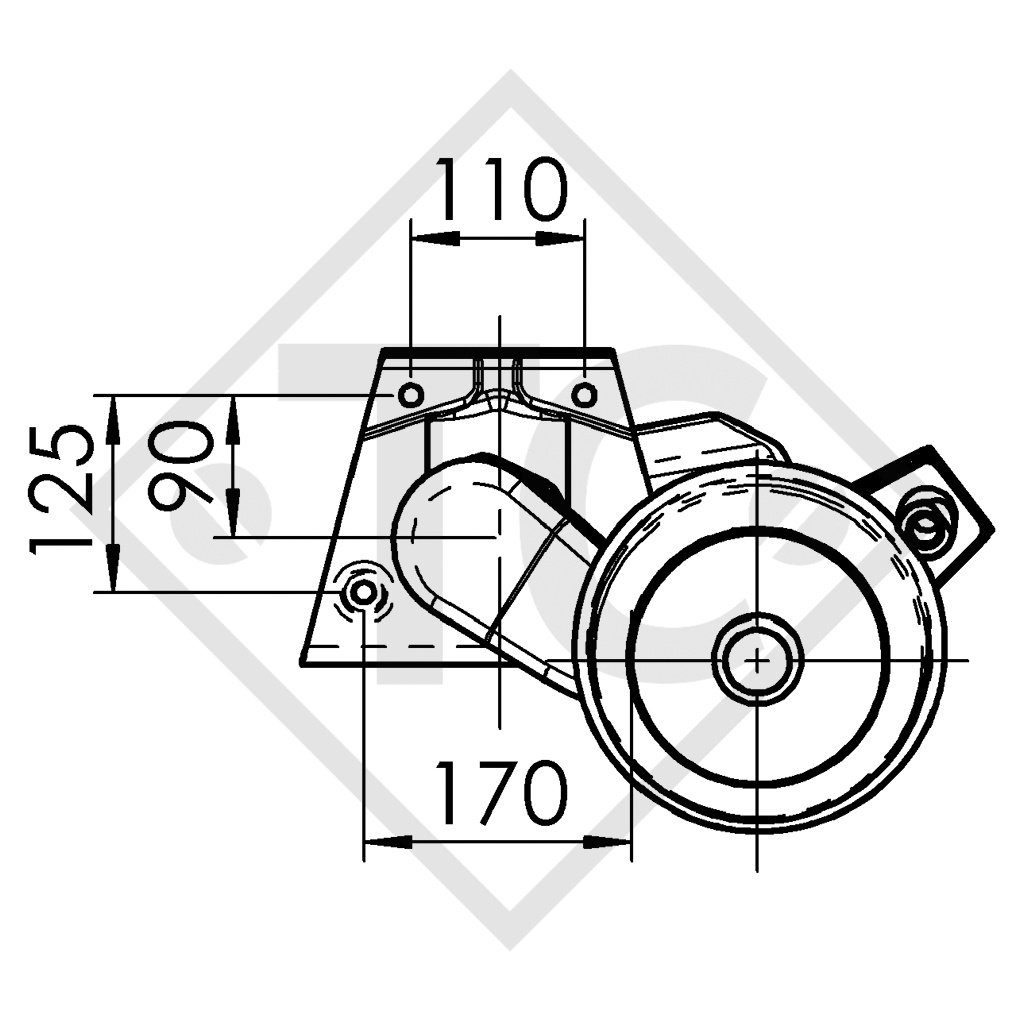 Essieu EURO1 - 1500kg freiné type d'essieu DELTA SIN 14-1