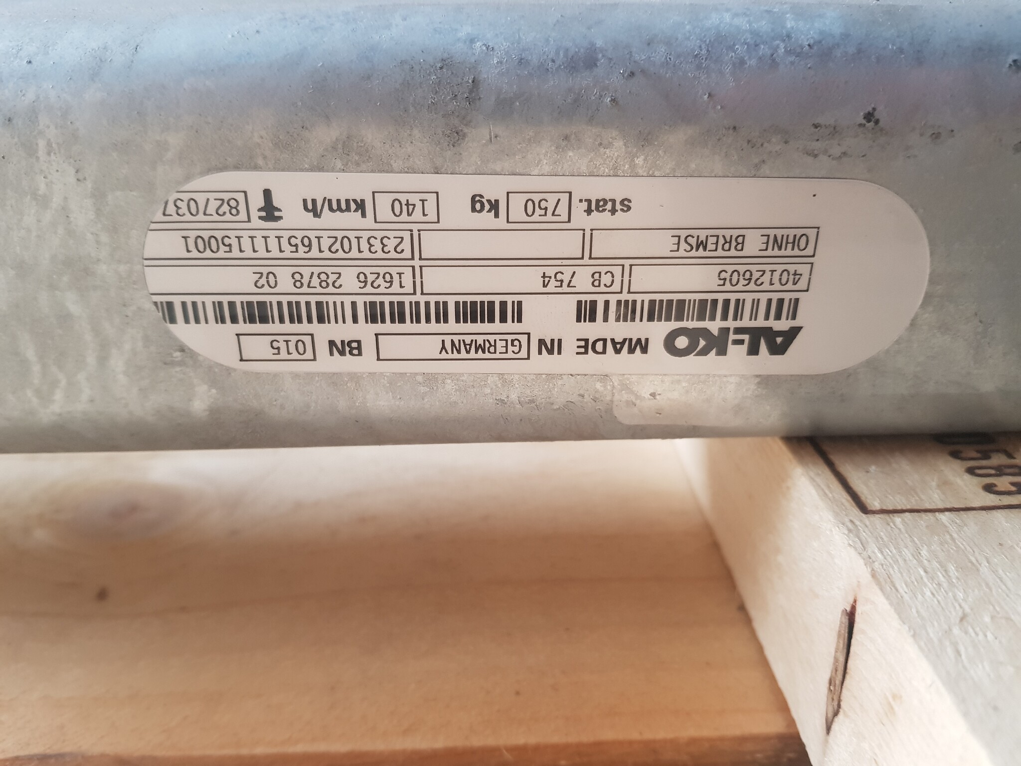 Assale sfrenato 750kg tipo di assale CB 754, 46.14.000.071, ATLAS COPCO