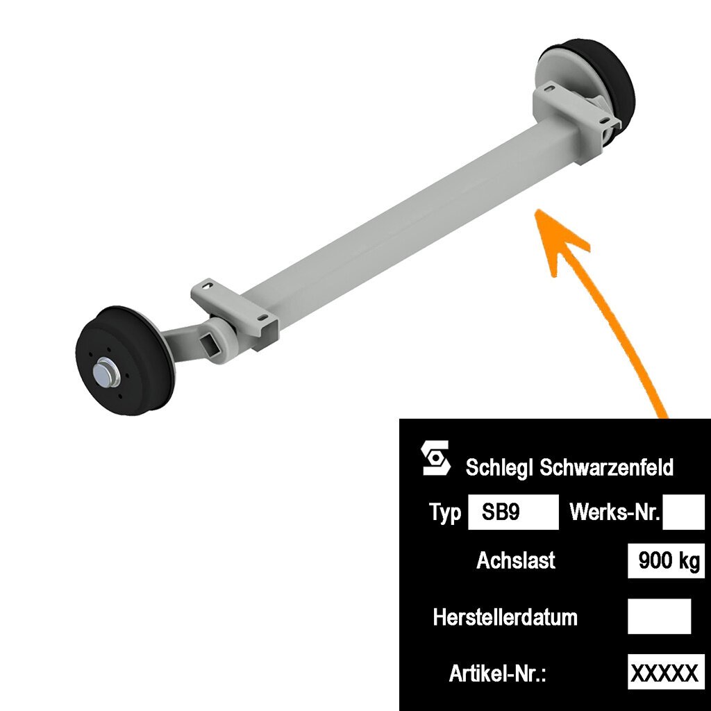 BRAKED AXLE 900KG, AXLE TYPE SB9