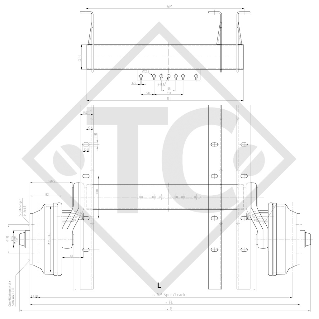 / SCHLEGL Eje con freno 1800kg tipo de eje CB 1805, 46.32.368.270