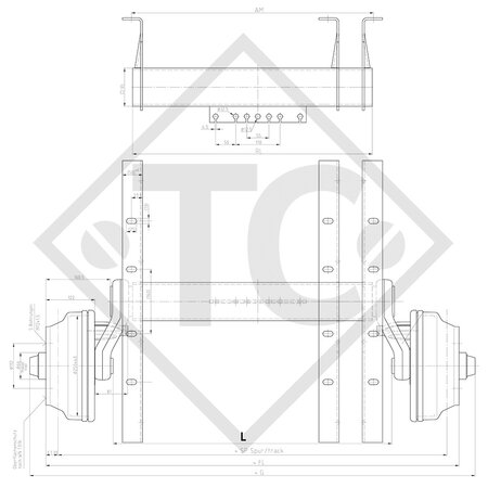/ SCHLEGL Achse gebremst 1800kg Achstyp CB 1805, 46.32.368.271