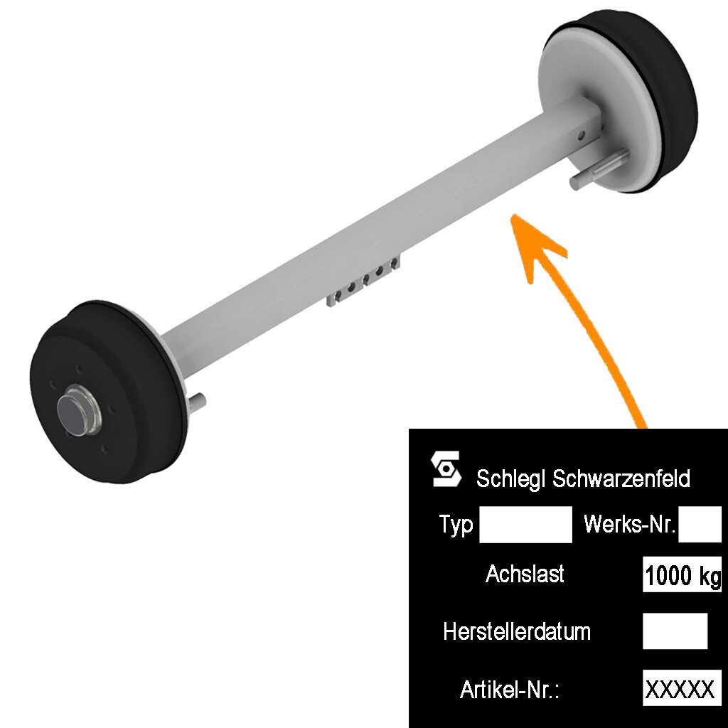 RIGID BRAKED AXLE 1000KG 