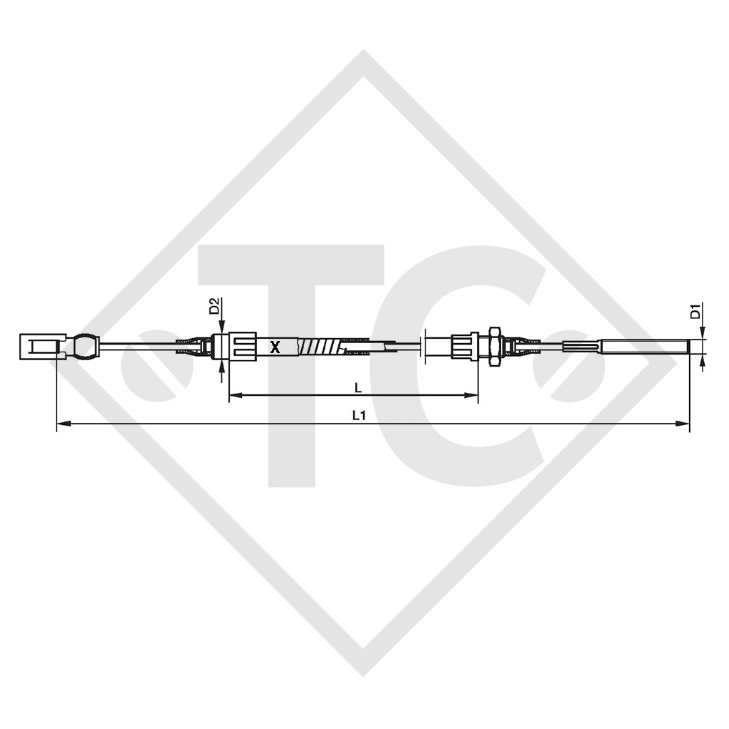 Cavo bowden 05.089.03.04.0 con occhiello e filettatura M8