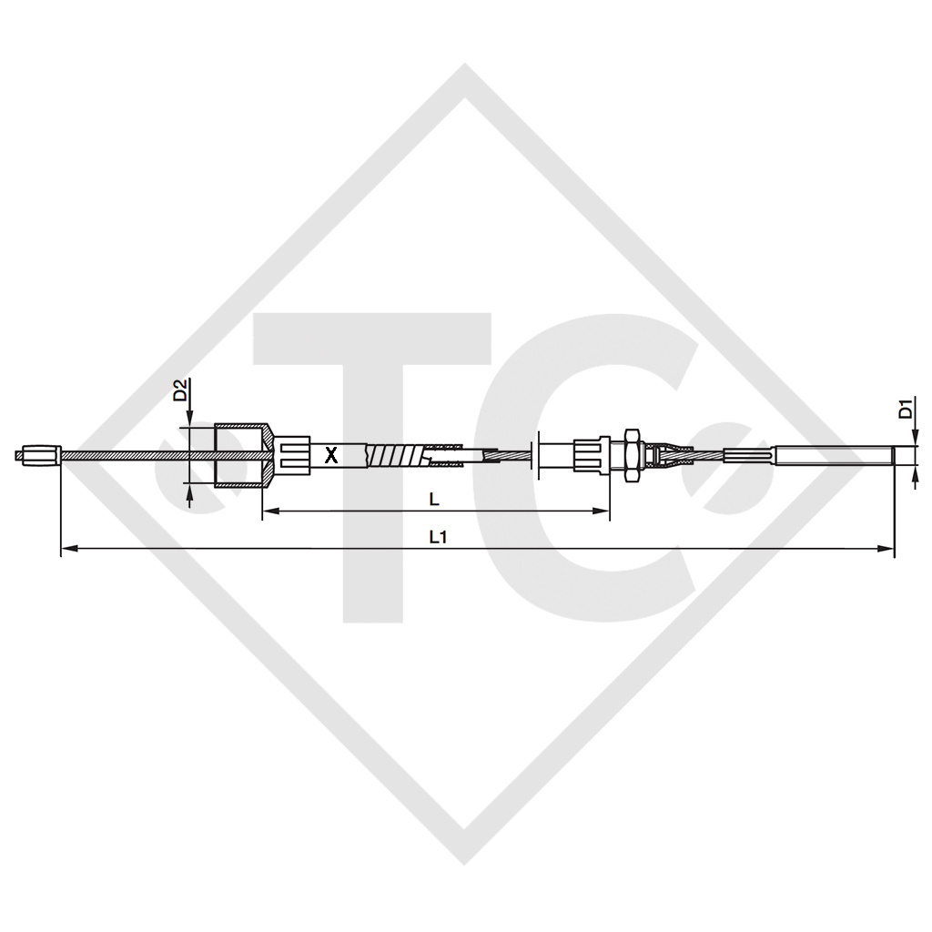 Câble de frein 05.089.33.83.0 avec accrochage filetage M8