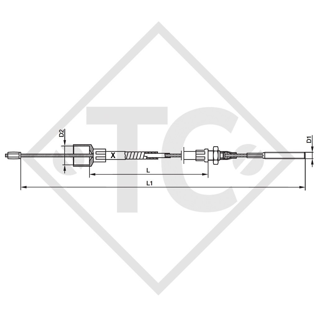 Câble de frein 05.089.33.85.0 avec accrochage filetage M8