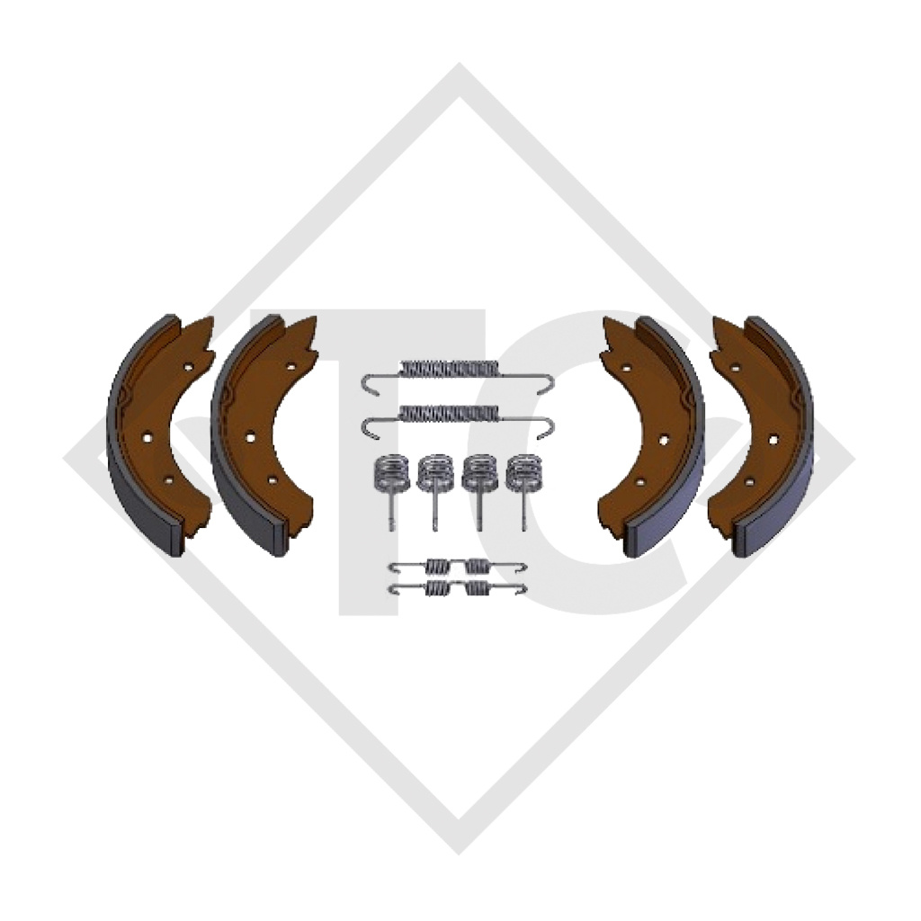 Brake shoe kit for wheel brake type W 184 RS, brake size 180x40mm, for one axle