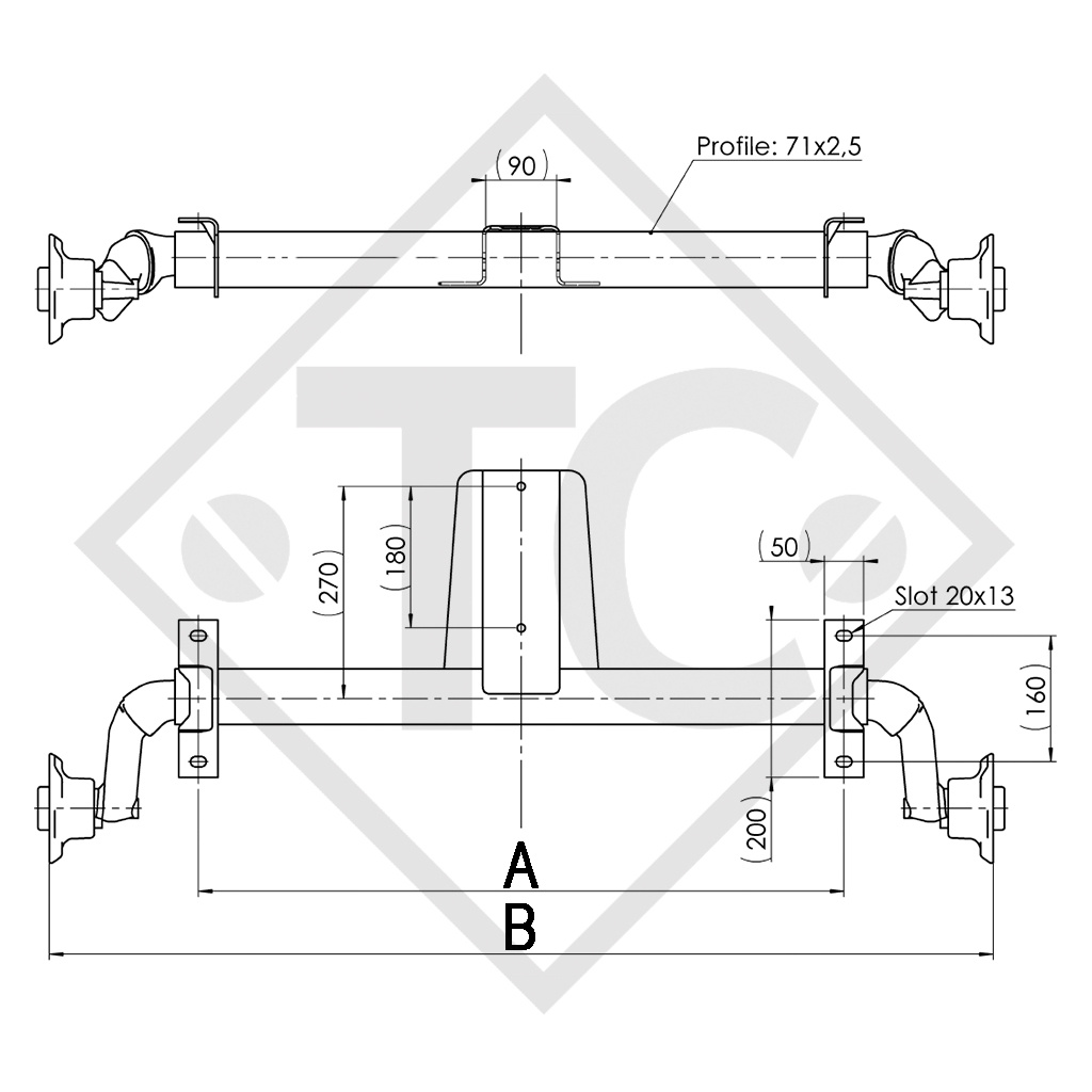 Eje sin freno 750kg PLUS OPTIMA tipo de eje 700-5