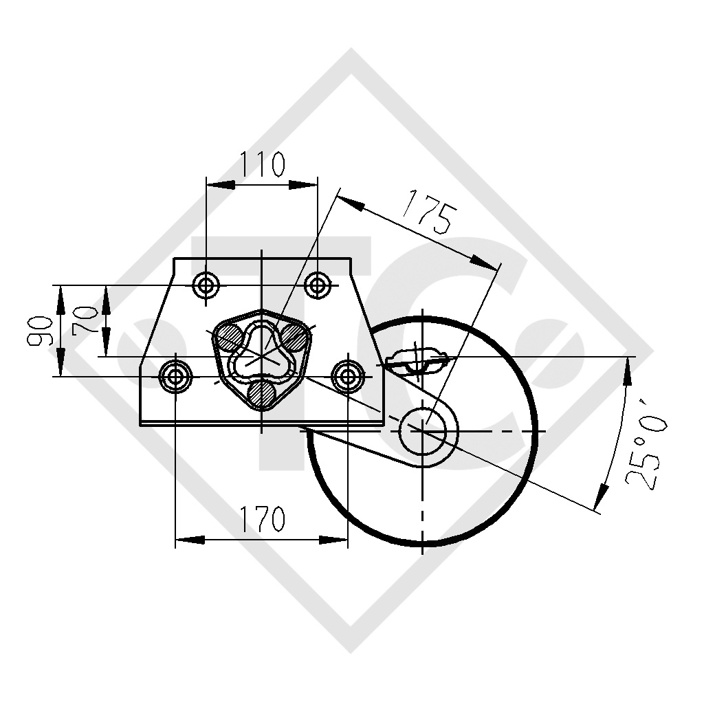 Braked axle 1000kg BASIC axle type B 1000-3