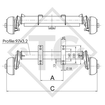 Eje con freno 1300kg EURO Compact tipo de eje B 1200-6