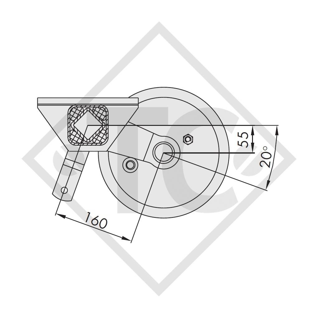 Essieu 1350kg freiné type d'essieu WAG 135 B