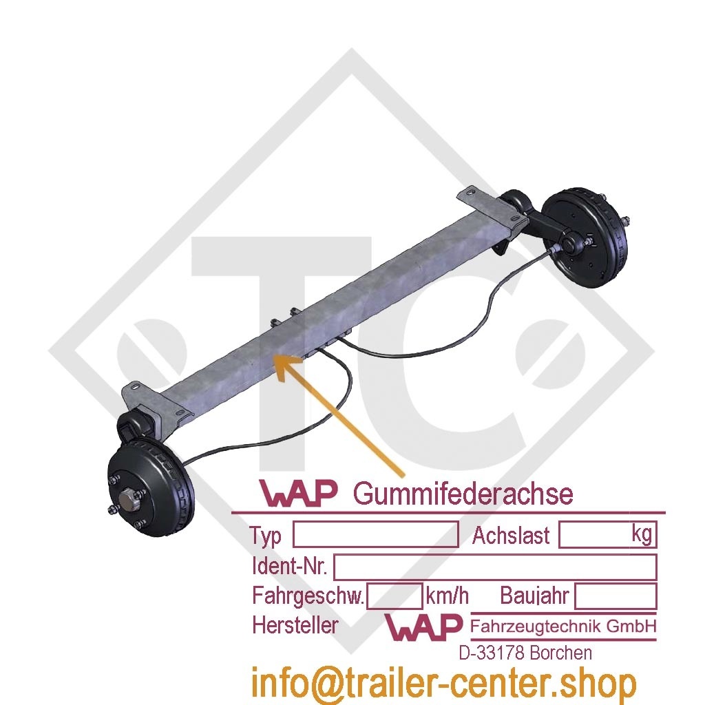 Essieu 1800kg freiné type d'essieu WAG 180 B