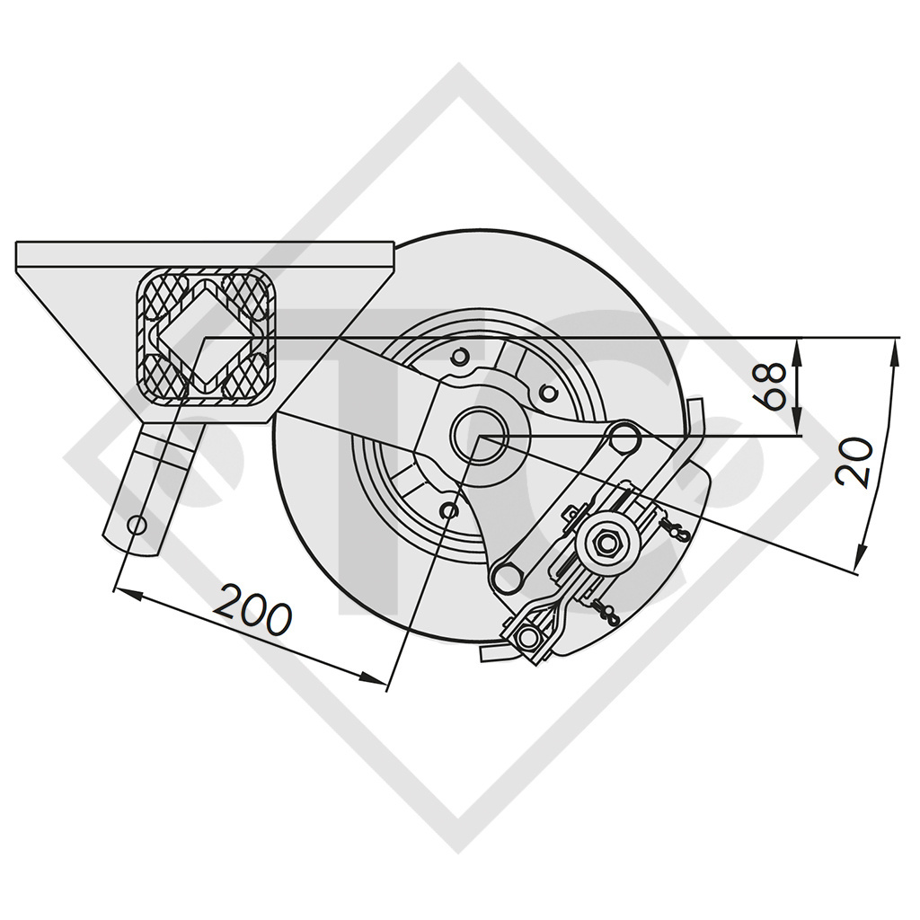 Essieu 1800kg freiné type d'essieu WAG 180 BS