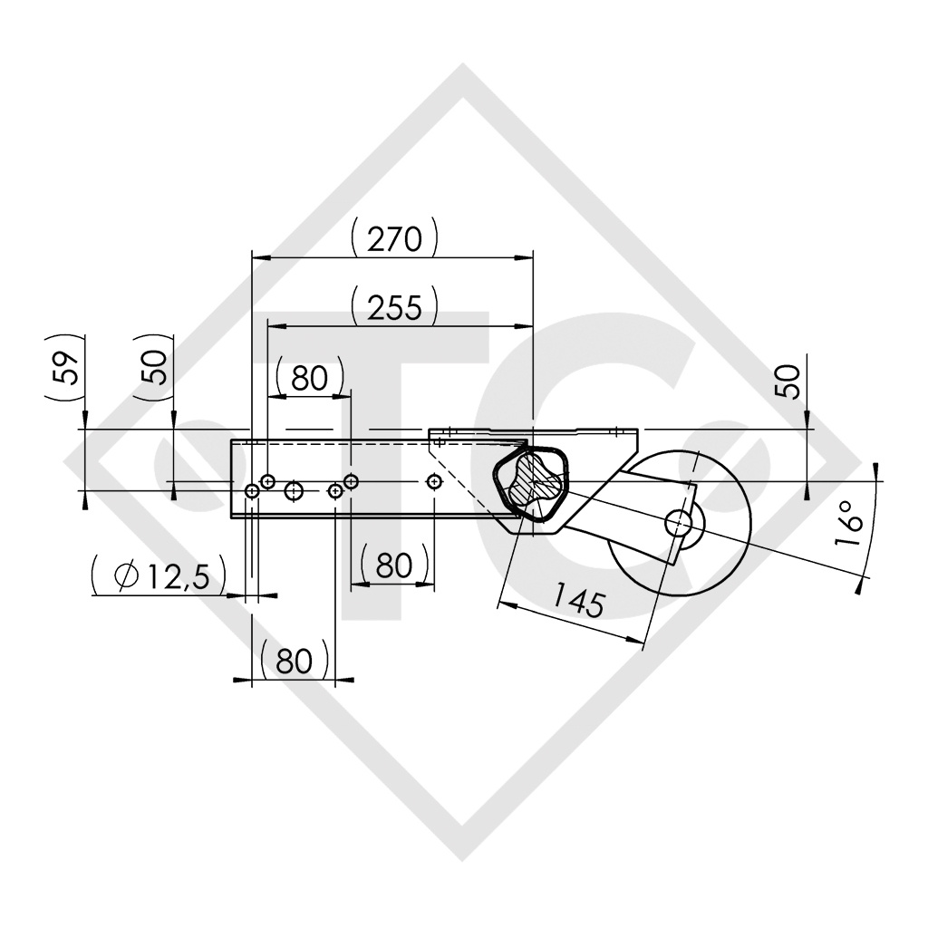 Essieu PLUS OPTIMA 750kg non freiné type d'essieu 700-5 - USA 1/2" - 20 UNF