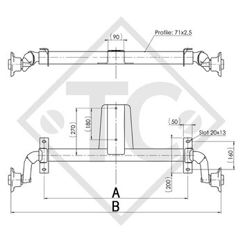 Assale sfrenato 750kg PLUS OPTIMA tipo di assale 700-5 - USA 1/2" - 20 UNF