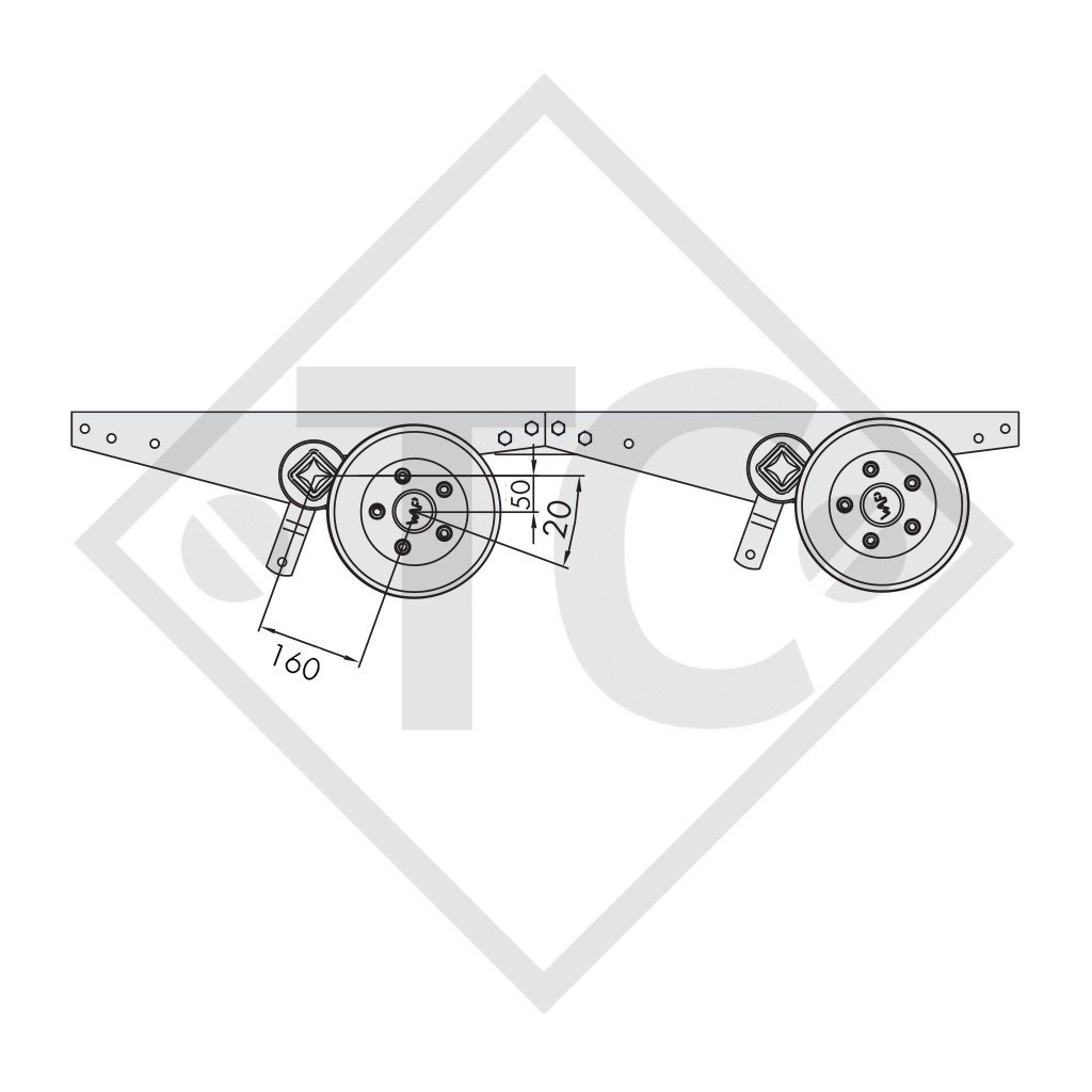 Braked tandem axle unit 3000kg axle type WAGT 30