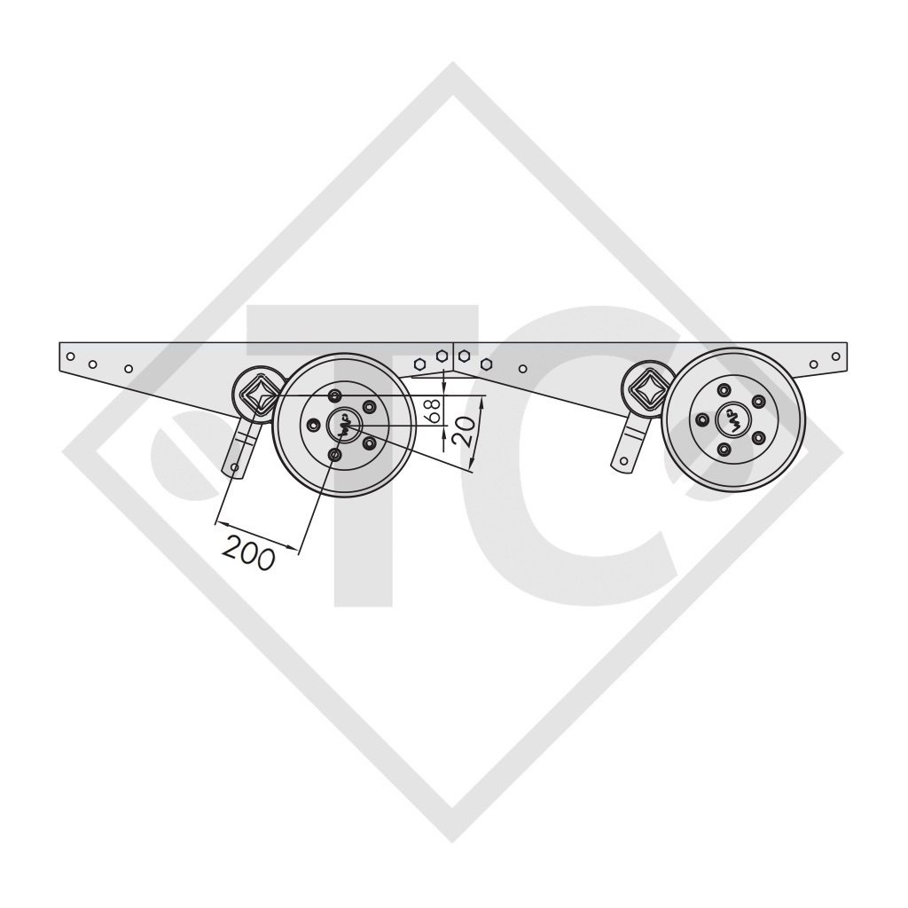 Braked tandem axle unit 3500kg axle type WAGT 35