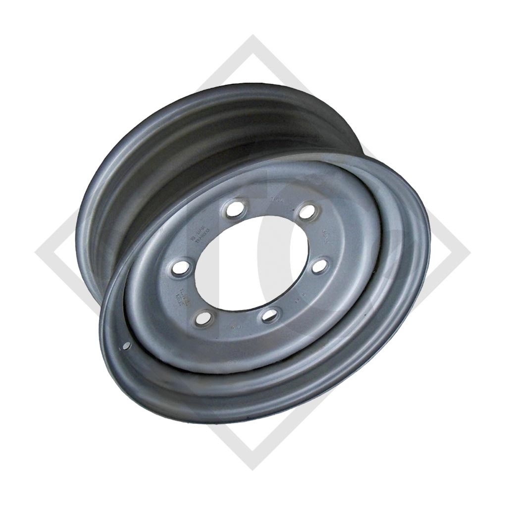 Trailer rim 6.00Jx16 H2, 6/161/205, ET 0, 43490 101, suitable for all common trailer types - Copy