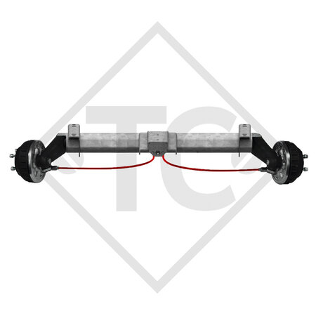 Braked axle 1300kg PLUS axle type B 1200-5 with top hat profile 90mm