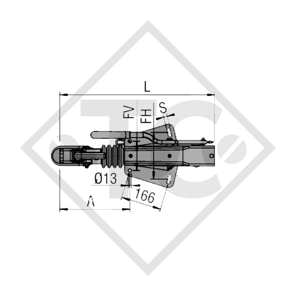 Commande de freinage avec semelle en V type ZAF 1.6-3, 750 à 1500kg, 48.27.581.017