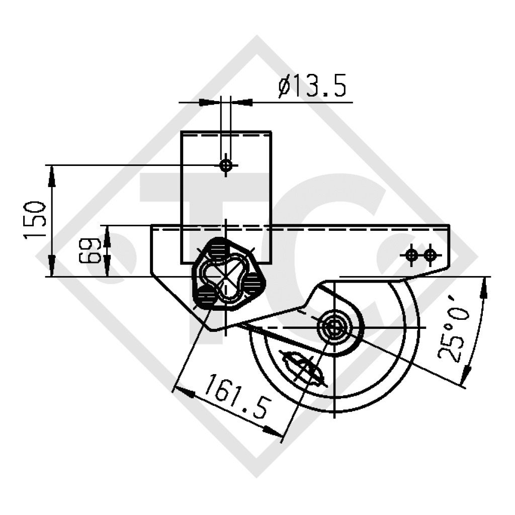 Assale frenato 1500kg EURO COMPACT tipo di assale B 1600-3