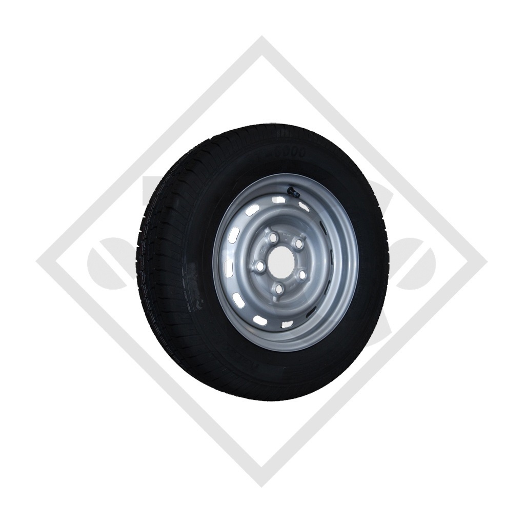 Wheel 165R13C with rim 4.50x13  ET30 4/57/100, suitable for all common trailer types