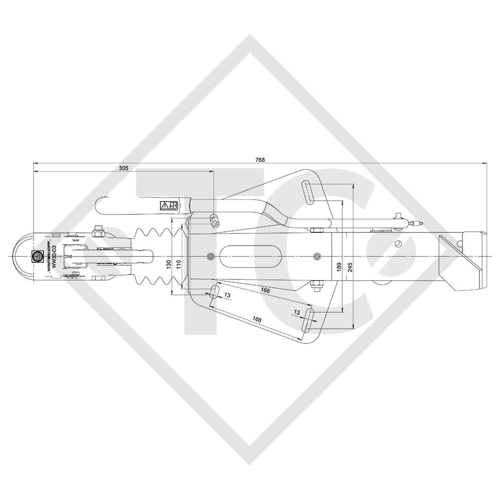 Commande de freinage avec semelle en V type ZAF 3.0-3, 1800 à 2800kg, 48.44.581.202