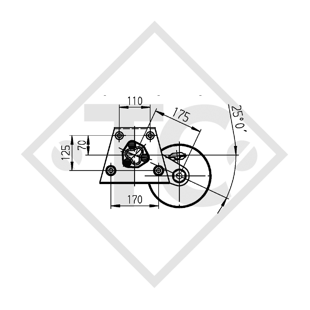 Essieu EURO Plus 1300kg freiné type d'essieu B 1200-5