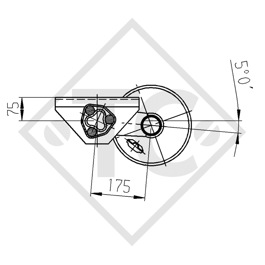 Braked axle 1750kg EURO1 axle type B 1800-8