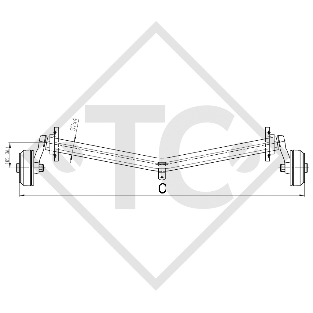 Braked axle 1600kg EURO Plus axle type DELTA SIN 14-2, Knaus