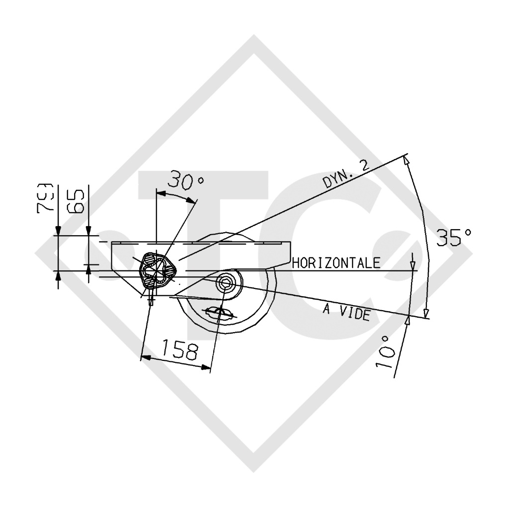 Braked axle 1000kg COMPACT axle type B 850-10, watertight