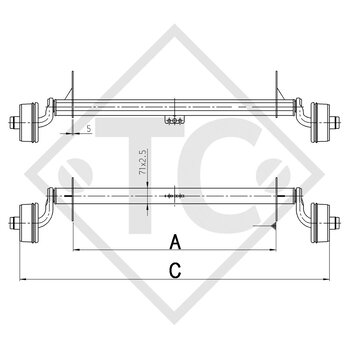 Eje con freno 750kg BASIC tipo de eje B 700-5 - Holtkamp NL