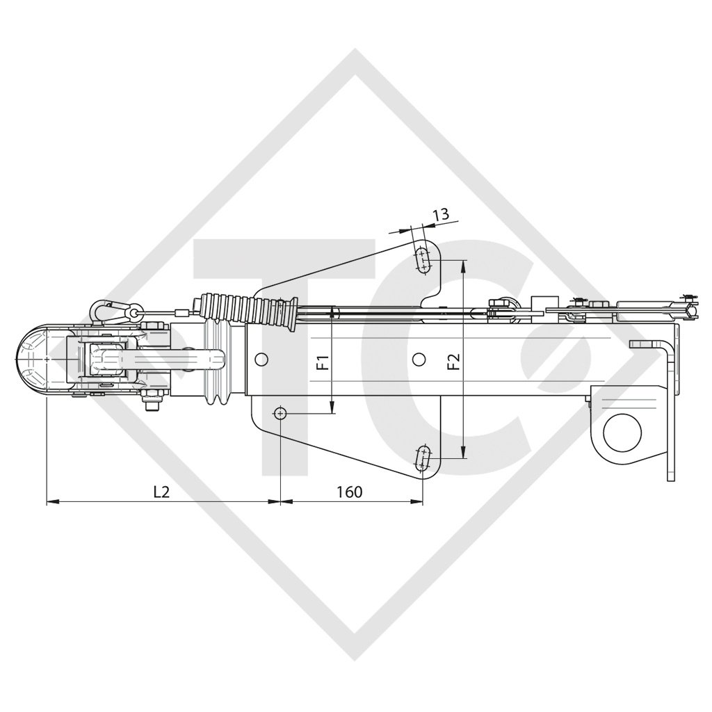 Overrun device V type W 35 / 35.2, 1750 to 3100kg