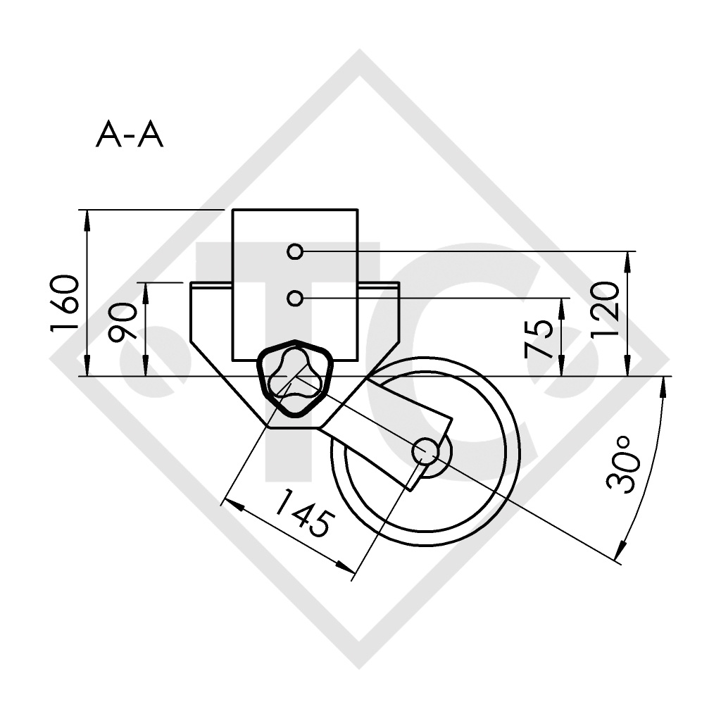 Achse ungebremst 750kg Achstyp 700-5 mit Bügel und hohem Achsbock
