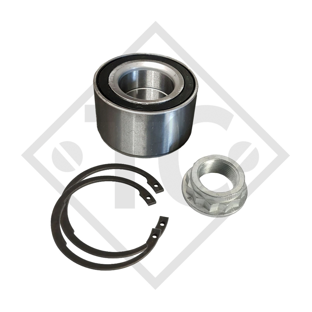 Set cuscinetto compact ⌀30/60/37mm, dado a dodici punte M24x1.5, impermeabile, per rimorchio della barca