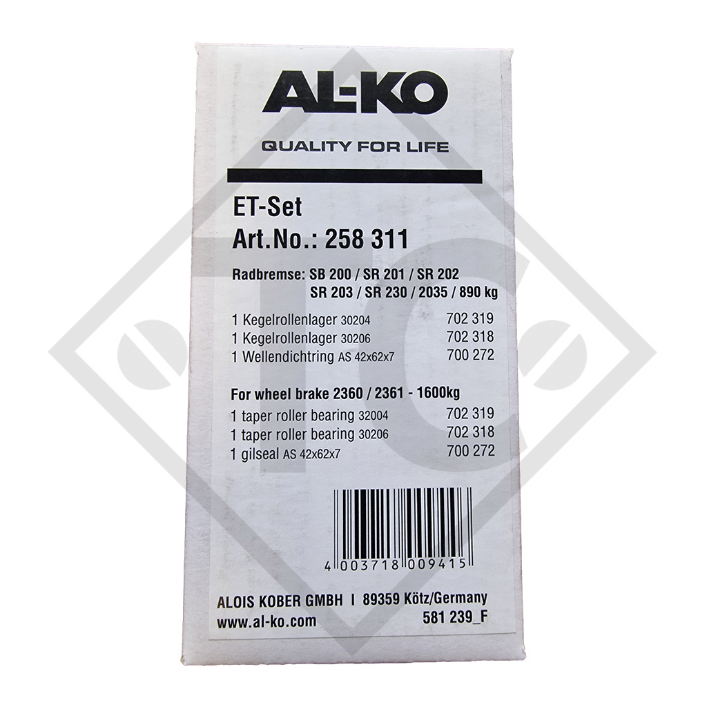 Replacement kit tapered roller bearing ⌀20/47/15.25mm and ⌀30/62/17.25mm