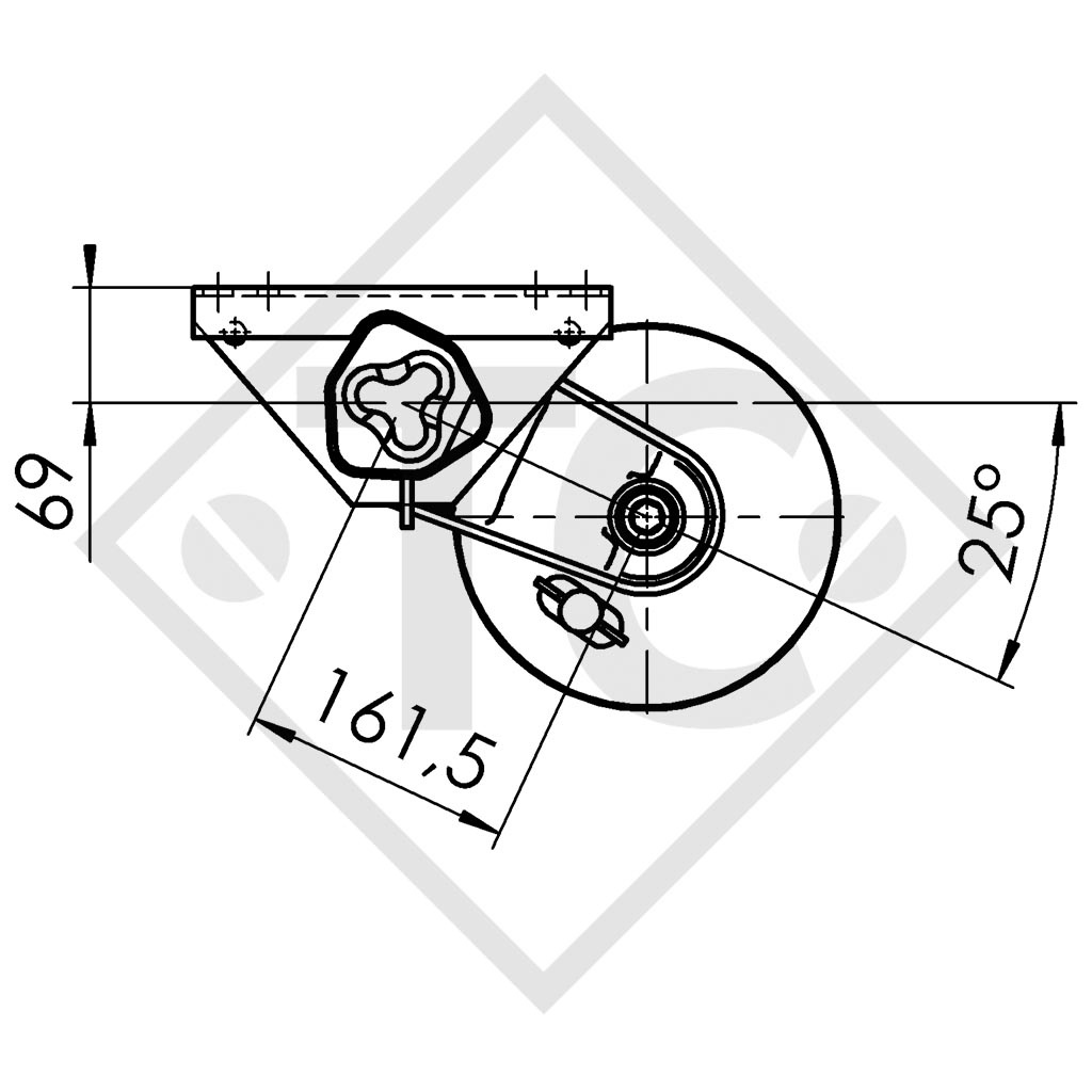 Achse gebremst 1300kg EURO COMPACT Achstyp B 1200-5, wasserdicht
