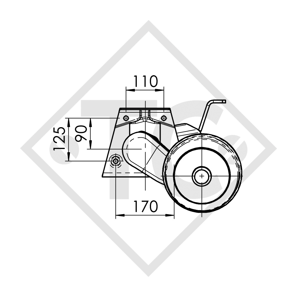 Eje con freno 1300kg EURO1 tipo de eje Delta SI N 12 - CHATEAU CARAVANS, CONSTRUCTAM