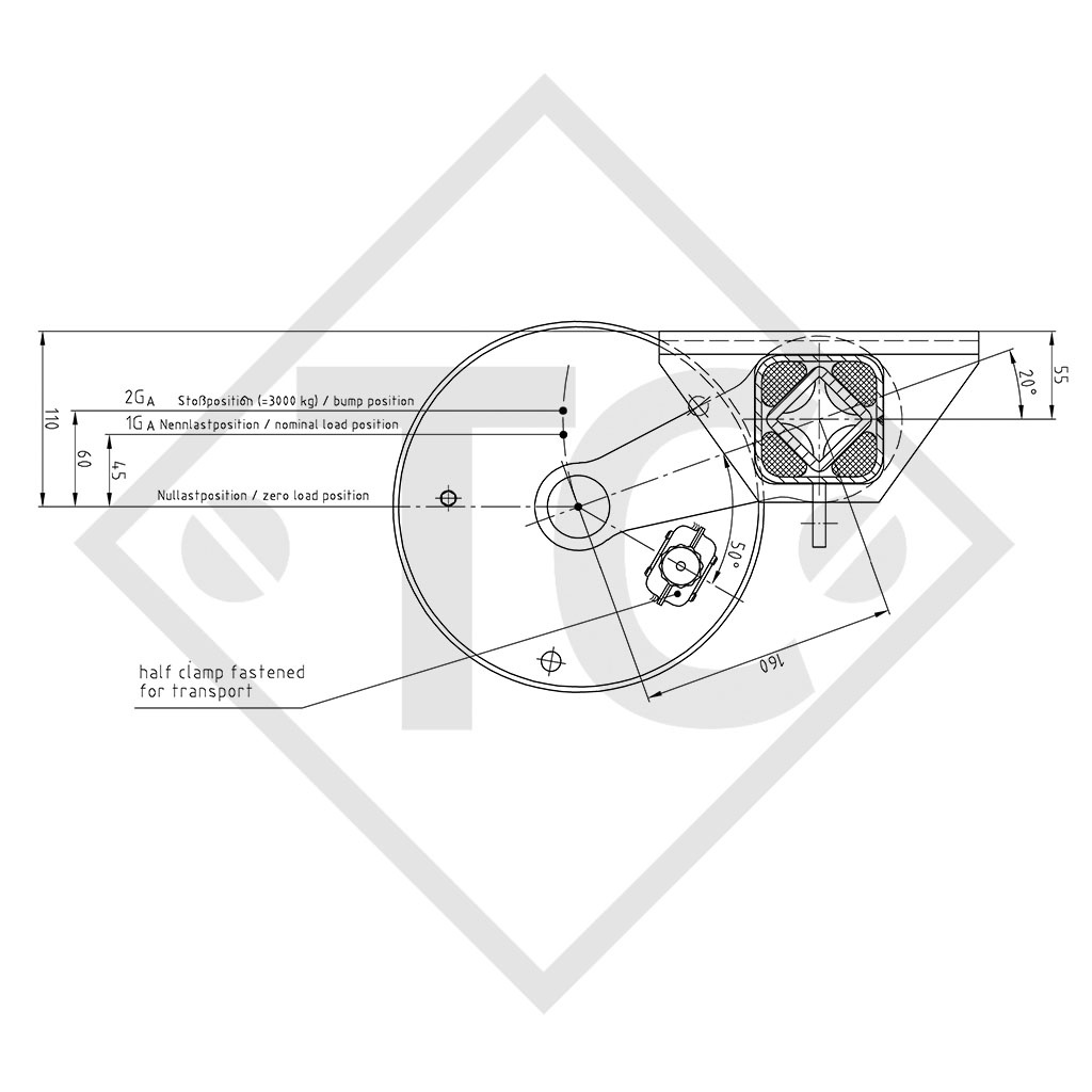 Essieu SWING 1500kg freiné type d'essieu CB 1505, 46.27.379.680